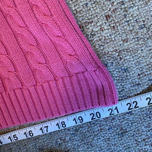 L.L.Bean Pink Crewneck Cable Knit Thick Long Sleeve Sweater Cotton Women… - Picture 3 of 9